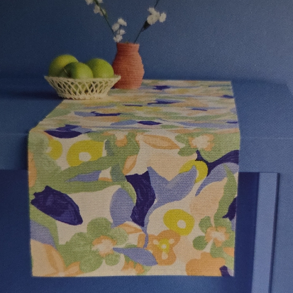Room Essentials Floral Table Runner - Blue, Green, Cream